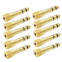 【CW】 10Piece 6.35 Mm To 3.5 Audio Jack Adapter Stereo Coupling For Headphones Guitar Amplifier Keyboard TRS