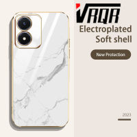 VRQR สำหรับ Vivo Y02S Y100 เคสโทรศัพท์6DStraight ชุบขอบหินอ่อนสายคล้องซิลิโคนนุ่มหรูหราคุณภาพสูงดีไซน์ใหม่การป้องกันใหม่