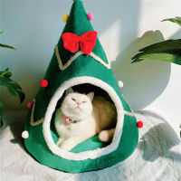 Warm Bed Christmas Cat Litter Christmas Hat Design Sponge Litter Semienclosed Removable Washable Cat Beds Supplies