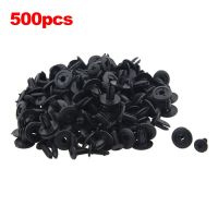 500 Pcs Car Push Type Black Plastic Rivets Fastener 7Mm Hole