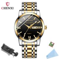 CHENXI Mens Watch Classic Business Casual Stainless Steel Waterproof Watches Date Calendar Quartz Wristwatch Luminous Clock Male