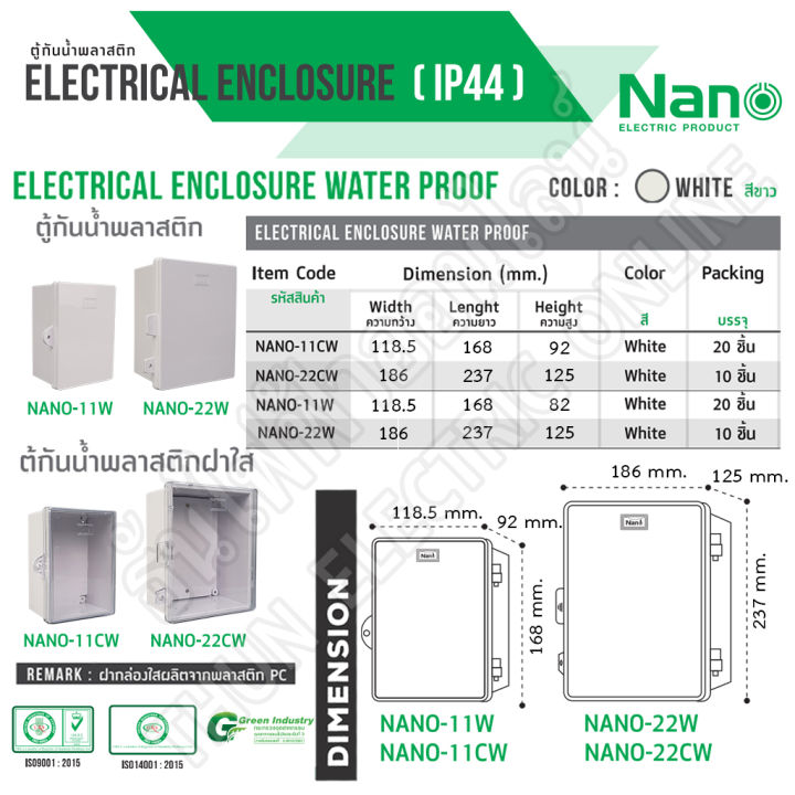 nano-ตู้กันน้ำ-ฝาใส-สีขาว-รุ่น-nano-22cw-ตู้พลาสติก-กันน้ำ-กันฝุ่น-ตู้กันน้ำพลาสติก-ตู้พลาสติก-ตู้-22cw-ตู้ไฟ-นาโน-ธันไฟฟ้า