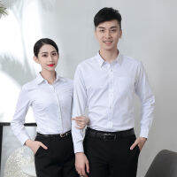 Professional White Shirt Mens and Womens Spring and Summer Long Sleeves Shirt Workwear Striped Bank Business Formal Wear Real Estate Ho Workwear