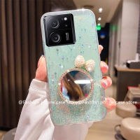 Phone Case เคส Xiaomi 13T Xiaomi13T Pro 5G มีประกายท้องฟ้าเต็มไปด้วยดวงดาวมีหูแมวติดโบว์กระจกแต่งหน้า2023