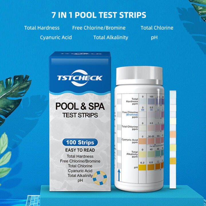 rcyago-แบบพกพา100แถบ7-in-1ทดสอบสระว่ายน้ำแถบทดสอบน้ำ-ph-มิเตอร์คลอรีนมิเตอร์-cya-ทดสอบความแข็งรวมสำหรับสระว่ายน้ำ-สปา