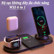 Đế Sạc Đa Năng, Đế Sạc Nhanh Không Dây Cho Iphone, SamSung, Oppo 6 trong 1