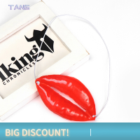 ?【Lowest price】TANG Props ตลกไส้กรอกริมฝีปากสีแดงหนาปากใหญ่ฮาโลวีนตลกสยองขวัญ Latex Mask