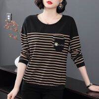 ●COSHOP● เสื้อยืด เกาหลี คอกลม แฟชั่น เสื้อWomen loose Loose Long Sleeve T-shirt Solid Color Shirt Wild Top f