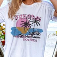 บาฮามาส Retro ขนาดใหญ่ Tropical Beach T เสื้อผู้หญิงฤดูร้อน Vsco ความงาม Tshirt น่ารักตลกเสื้อยืด Vintage