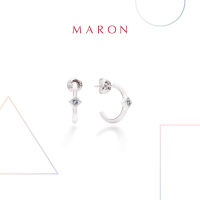 MARON✨ [ของแท้] ต่างหูเสริมดวง ต่างหูพลอยแท้ เงินแท้ แถมฟรี ผ้าเช็ดเครื่องประดับ มีใบรับประกัน พร้อมกล่อง พร้อมส่ง I My DAYS Hoop Earring with White Topaz