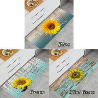 Beautiful Sunflower and Rustic Wood Plank Runner Rug Area Rugs for Living Room Bedroom Kitchen Bathroom Laundry Room Best Gift