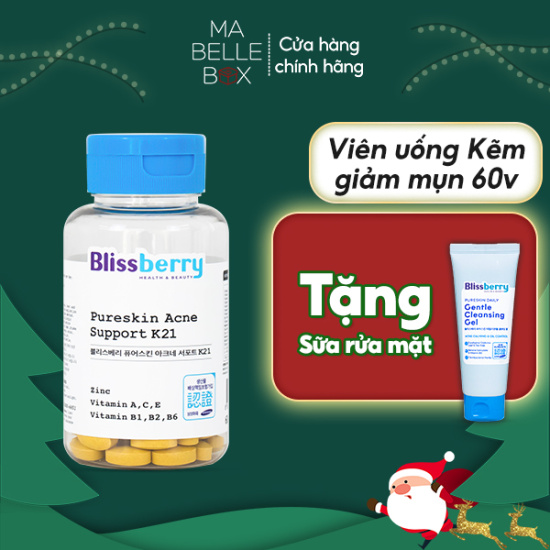 Viên uống giảm mụn blissberry pureskin acne support k21 60 viên - ảnh sản phẩm 1