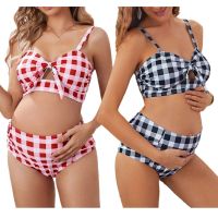 New Women Plaid Tankinis Set 2022 y Premama Maternity Swimsuit Beachwear Plus Size Pregnancy Swimwear Bathing Suit