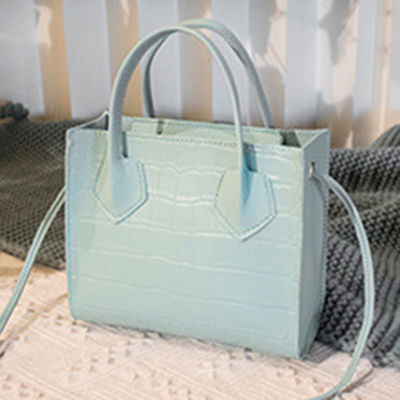 Women Texture Pattern Handbags Fashion Vintage Solid Color Shoulder Bag Large Capacity Female Tote