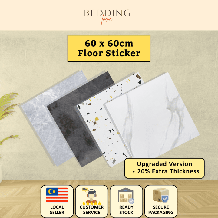 Floor Sticker Tiles 60cm x 60cm Waterproof Non Slip Cement FloorMozek