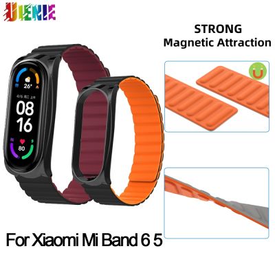 （A creative）ใหม่สายนาฬิกาแม่เหล็กสำหรับ Xiaomi Mi วง6 5สาย S Mart W Atch สายรัดข้อมือเข็มขัดโลหะเปลี่ยนสร้อยข้อมือสำหรับ Xiaomi วง5 6