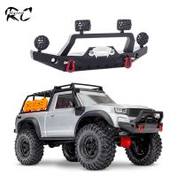 Metal Front Bumper with LED Light Winch Base for 1/10 RC Crawler Car TRX4 Sport and Unassembled Kit 82024-4 Upgrade Part