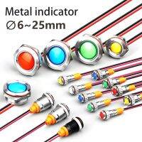 6mm 8mm 10mm 12mm 14mm  Metal LED Warning indicator light Waterproof IP67 Signal Lamp Pilot Wires switch 3V 5V 12V 220V Red Blue