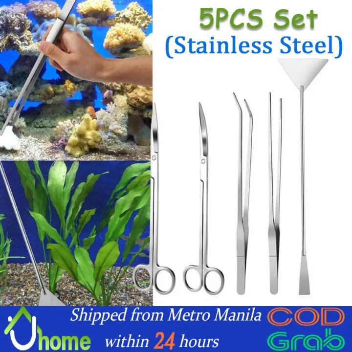 【SOYACAR】5Pcs Aquarium Fish Tank Tool Scissor Tweezer Gravel Leveler