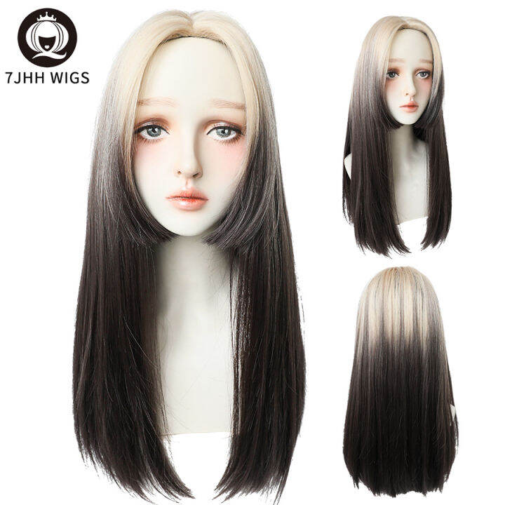 7jhh-wigs-วิกผมยาวตรงกับปังสำหรับผู้หญิง-omber-สีฟ้าสังเคราะห์โครเชต์ผมแอฟริกันอเมริกันที่ชื่นชอบหญิงเต็มวิกผม