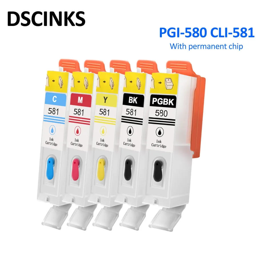 Refillable cartridges for Canon PGI-580 CLI-581 with permanent ink chip 