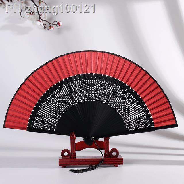 red-black-hand-held-bamboo-folding-fan-dance-folding-chinese-japanese-charming-elegant-vintage-retro-style-women-gifts