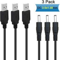 3แพ็ค3FT 5V DC สายไฟ USB To DC 3.5มม. X 1.35มม. อะแดปเตอร์แจ็คเสียบกระบอกสูบปลั๊กสายชาร์จ