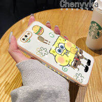 Chenyyyka Caing เคสสำหรับ OPPO A12 A12s A11k ลายการ์ตูนน่ารักลายสพันชบ็อบสแควร์แพนท์ใหม่กรอบสี่เหลี่ยมจัตุรัสชุบซิลิก้าเจลนิ่มฝาครอบป้องกันเคสมือถือกันกระแทก