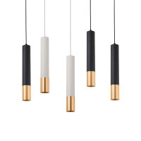 Long Tube Brushed Finish with Round Chassis LED Pendant Lamp Indoor Kitchen Island Bar 5W 7W 10W Black White Hanging Light