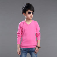 Fashion Boys Sweater Knitting Pattern Spring  Children Pullovers Tops Cotton Kids Outerwear Clothes Pure Color Sweater 4-16Y