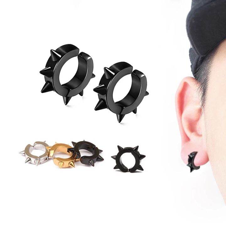 Punk Men Six Thorn Titanium Steel Ear Clip Non Piercing Earrings Lazada