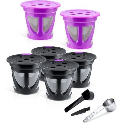 【YF】 Recarregáveis K copos para café Keurig K-Cup cápsulas filtro pods Compatível cafeteira 4 preto 2 roxo