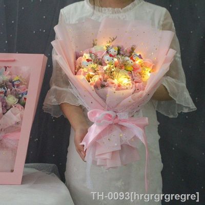 ℗ hrgrgrgregre Bouquet com luz LED minha melodia Cinnamoroll Kuromi Kawaii Toys flor recheada menina presentes do dia dos namorados