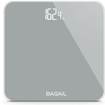 BAGAIL BASICS BAGAIL Bathroom Scale, Digital Weighing Scale with High Precision Sensors and Tempered Glass, Ultra Slim, Step-on Technology, Shine-Through Display - 15Yr Guarantee Grey Grey 280mm