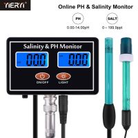 yieryi Online PH &amp; Salinity Monitor 2 in 1 ph meter&amp;Salinity Tester for Aquarium pool spa seawater horticultural water Quality