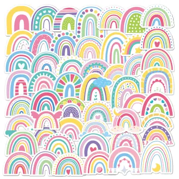 50 Pieces Rainbow Stickers for Water Bottles Colorful Rainbow Decal  Waterproof Vinyl Sticker Decoration Stickers for