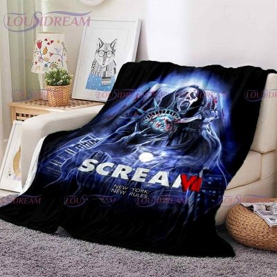 （in stock）The latest  scream 6 film printed thin insulation blanket Soft and comfortable family travel birthday gift blanket（Can send pictures for customization）