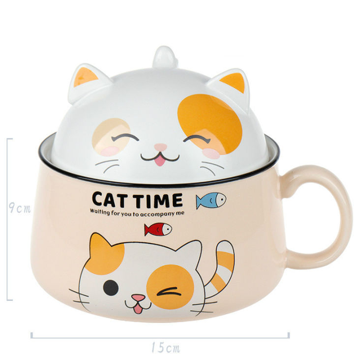 creativity-high-capacity-cute-cat-ceramics-instant-noodle-bowl-with-lid-spoon-dorm-room-student-office-super-large-bowl