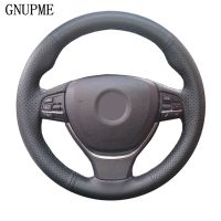 GNUPME Black DIY Artificial Leather Hand-Stitched Car Steering Wheel Cover for BMW 520i 528i 2012 - 2014 730Li 740Li 750Li F10