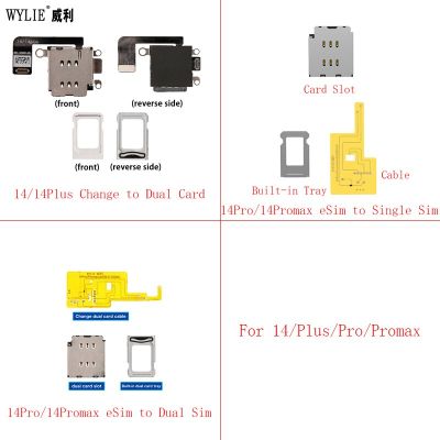 Wylie eSim to Dual Card Flex Ca‮lb‬e for iPhone 14 Pro Max Plus eSim to Single Sim Card Slot Tray No N‮ee‬d Separation Parts
