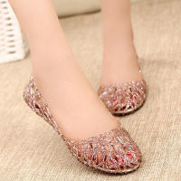 Honnyzia Shop LALANG Women Sandals Hollow-out Flat Shoes Summer Jelly Shoes Pink