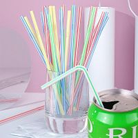 100-1000Pcs Flexible Elongated Disposable Straws for Juice Cocktail Beverage Milk Tea Multi Colored Kitchen Party Elbow Plastic Barware