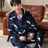 2021 Winter Pajamas For Men Thick Flannel Sleepwear Suit 2 Pcs Pyjama Homme Warm Casual Home Clothing Pijama Hombre