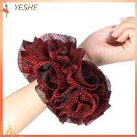 YESHE ชุดคลุมศีรษะ ขนาดใหญ่ scrunchies ศิลปะผ้าศิลปะ กำมะหยี่สีทอง เชือกมัดผมหางม้าแวววาว ง่ายๆ อีลาสติก แถบยางยืดหยุ่น ผมเส้นผม