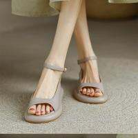 ร้อน, ร้อน★Fish Mouth Sandals Thick Soled Simple Roman Flat Foot Sand Pad