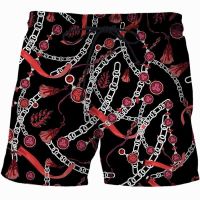 Gold Chain Chain Iron Chain Pattern Luxury Shorts 3D Digital Printed Beach Pants Summer Casual Shorts Pants Homme Swim Trunks