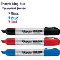 Sharpie King Size Permanent Markers 5-8mm Chisel Tip Black Blue Red for Work Industrial Plastic Wood Stone Foil Metal Leather Highlighters Markers