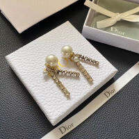 [ของขวัญกล่องบรรจุภัณฑ์] D + ผู้หญิง/หญิง Rhinestone ฝังตุ้มหู High-End Pearl ต่างหูเจาะเครื่องประดับแฟชั่นของขวัญ (1.5*4.5ซม.)