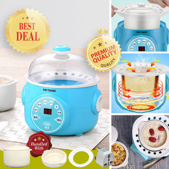 Tonze Smart 24hour programmable Mini 1L Natural Ceramic Insert Multistew Slow Cooker 24小时预约12