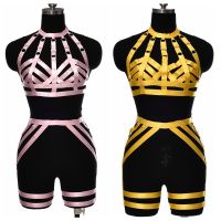 【cw】 Elastic Adjustable Harness Bondage Stockings Leg Garter Crop Top Hollow Pole Accessories